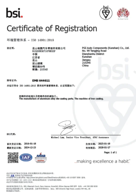 ISO 45001 certificate